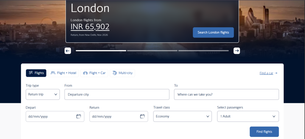 British Airways Home Page